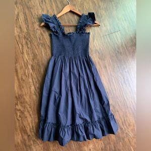 Quince Midnight Blue Ruffled mini smocked Dress